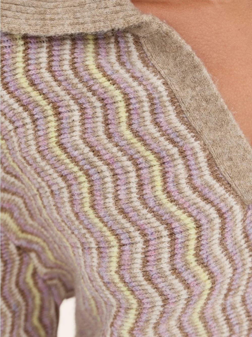 Beige Zigzag V-Neck Lizzie Polo Sweater - Picture 5 of 5